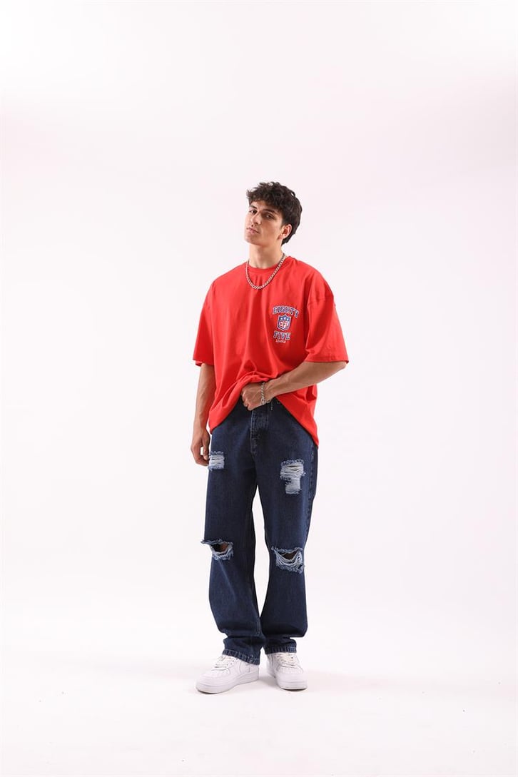 EFL Nakışlı Beyaz Oversize Tshirt