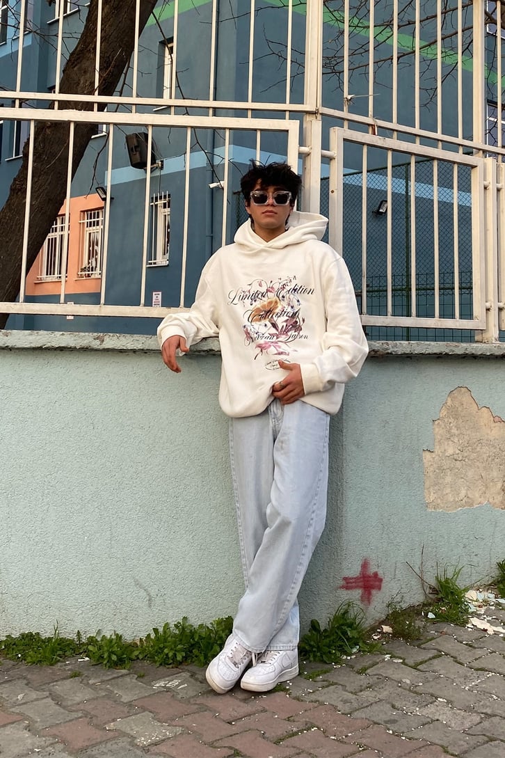 Egzotic Flower Oversize Printed Hoodie