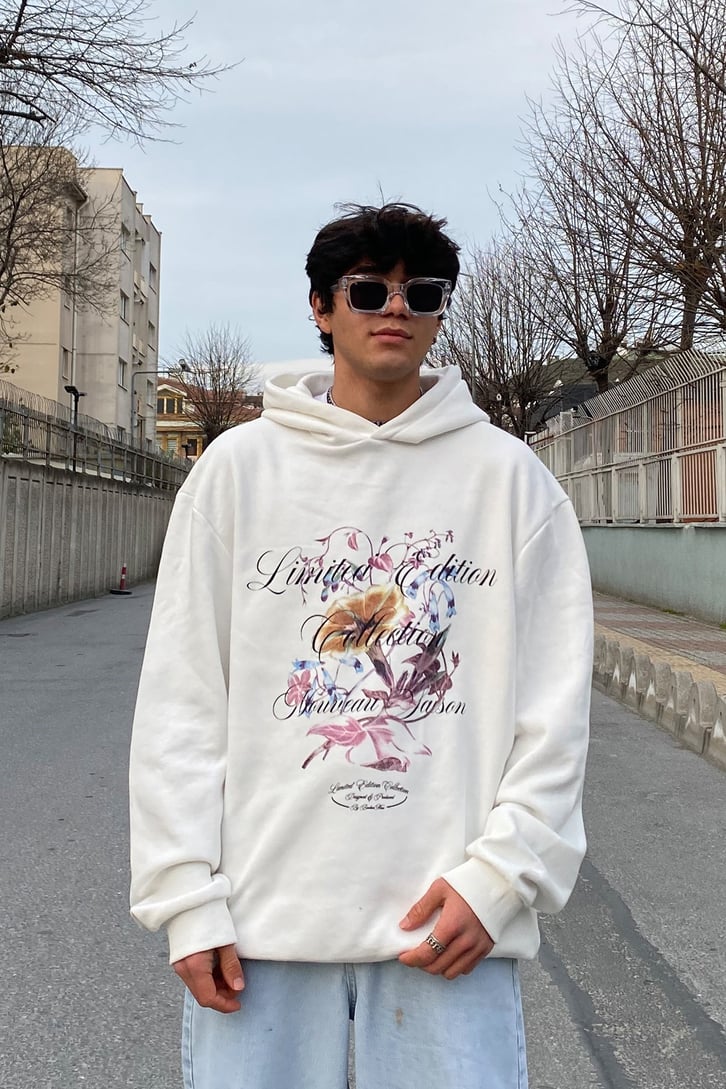 Egzotic Flower Oversize Printed Hoodie
