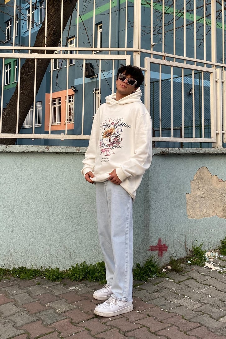 Egzotic Flower Oversize Printed Hoodie