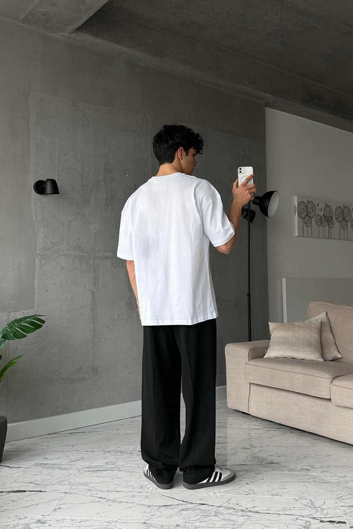 Eightyfive Baskılı Beyaz Oversize Tişört