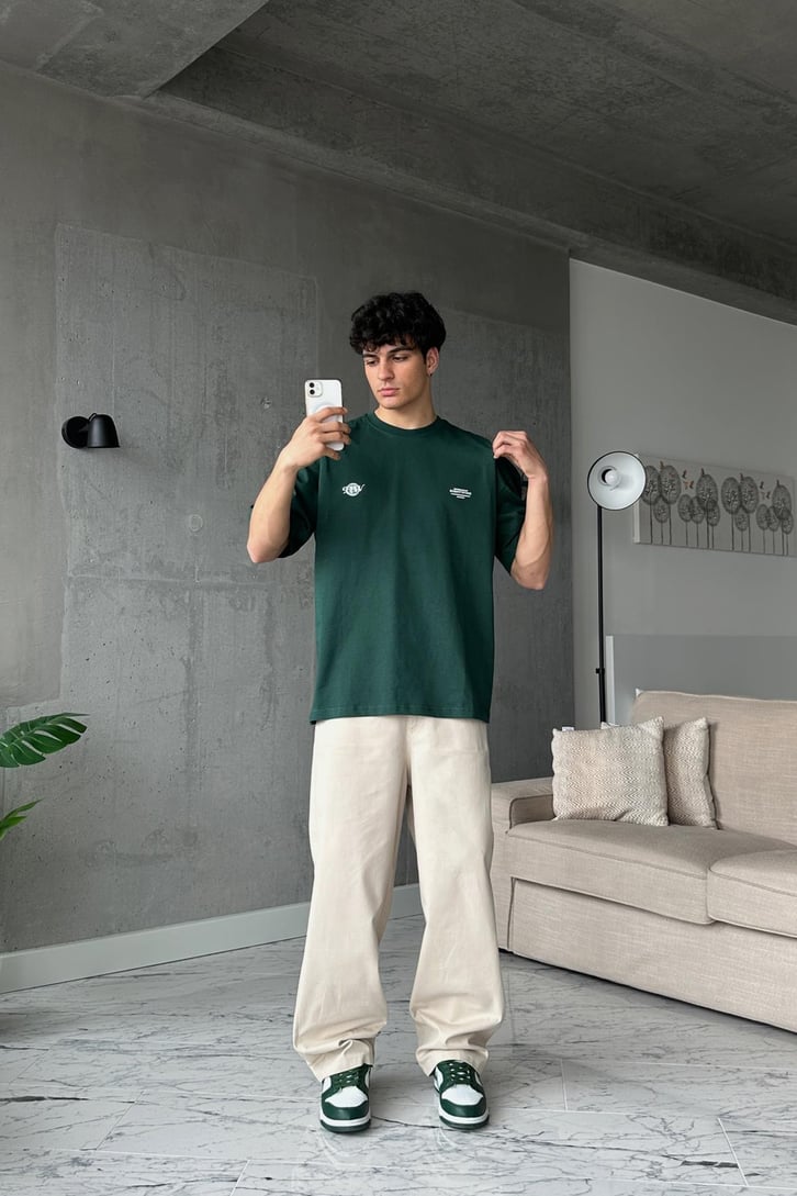 Eightyfive Baskılı Yeşil Oversize Tişört