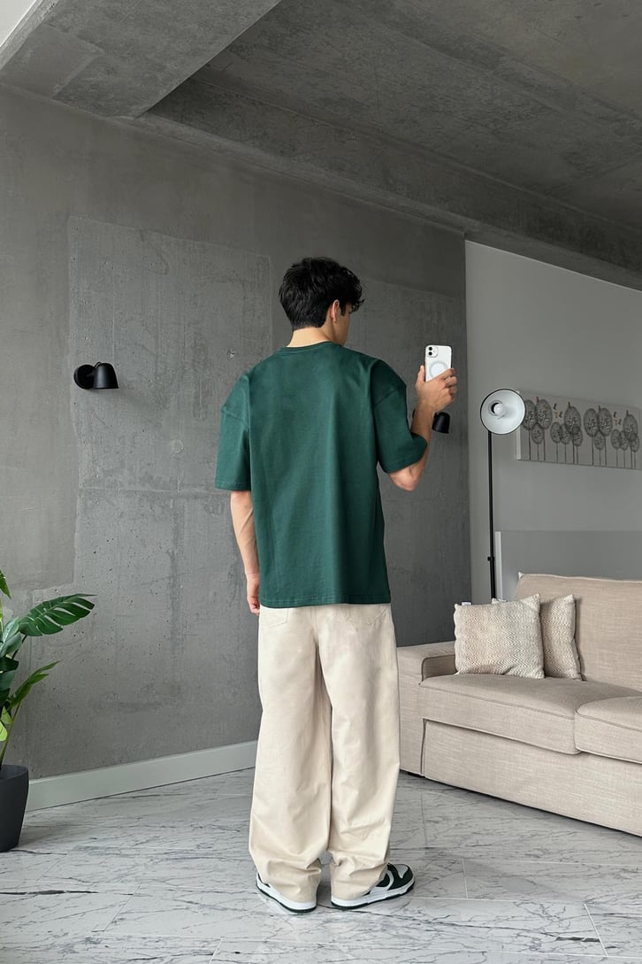Eightyfive Baskılı Yeşil Oversize Tişört