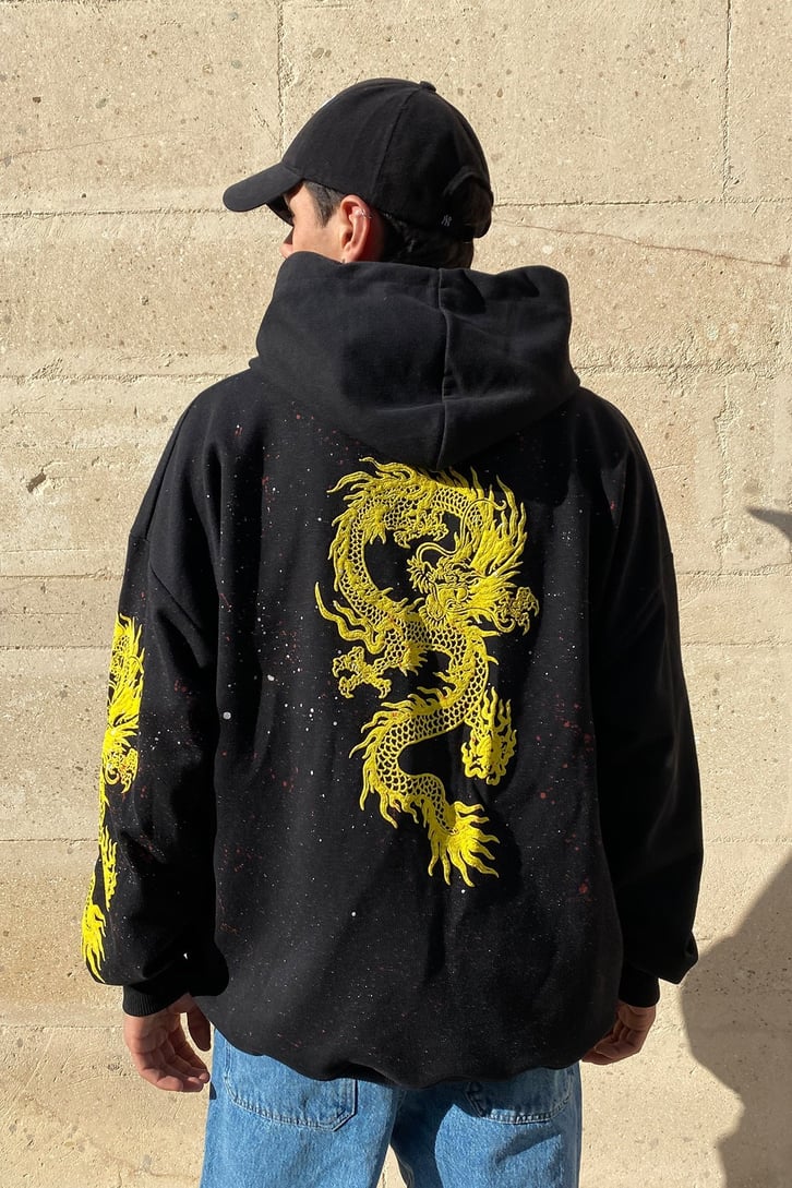 EJDERHA BASKILI OVERSIZE HOODIE