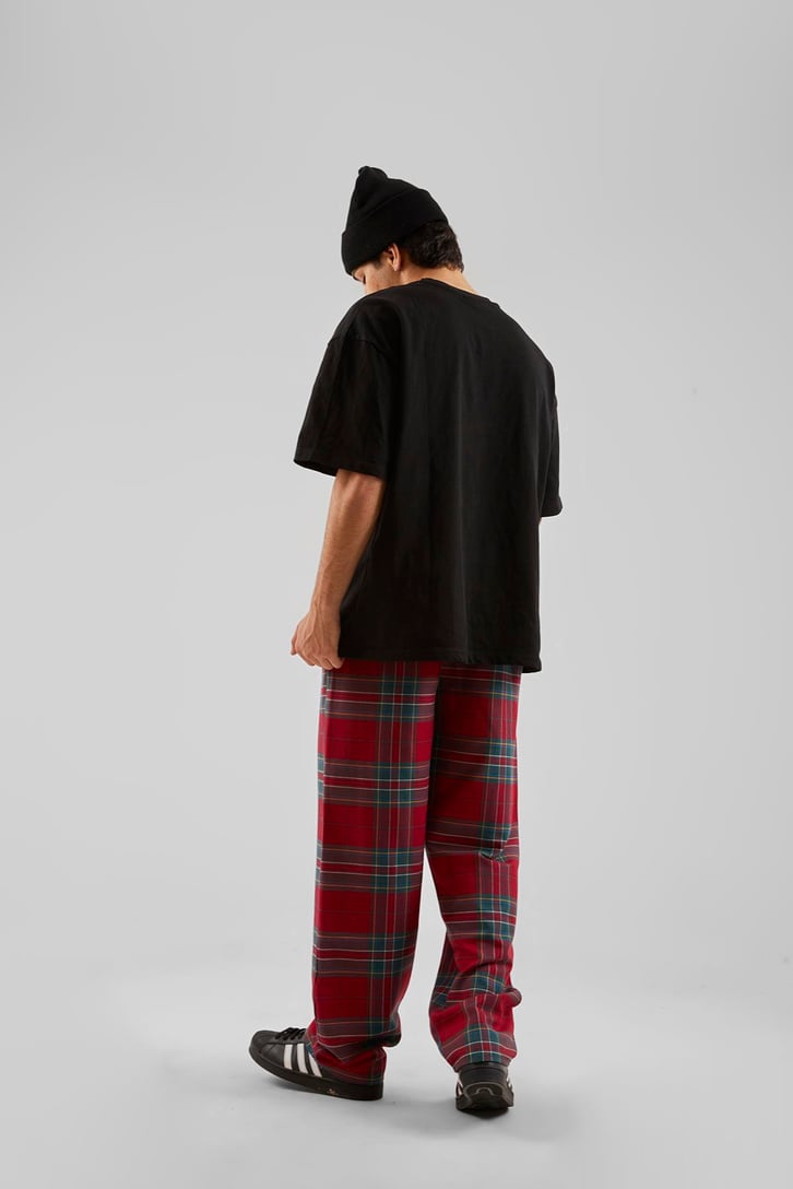 Ekose Desen Bel Lastikli Koyu Yeşil Pijama