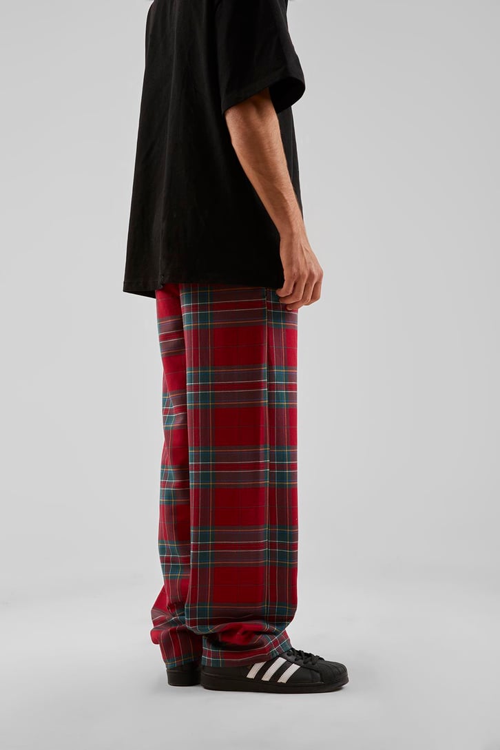 Ekose Desen Bel Lastikli Koyu Yeşil Pijama