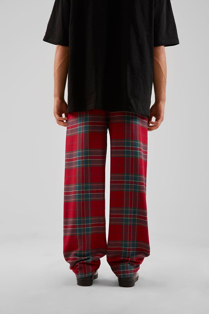 Ekose Desen Bel Lastikli Koyu Yeşil Pijama