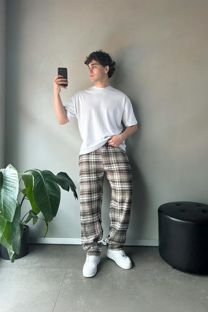 Ekose Desen Bel Lastikli Pijama