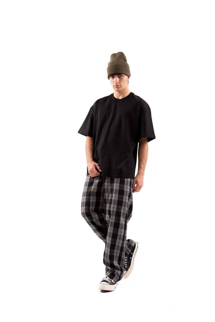 Ekose Desen Bel Lastikli Yeşil Pijama