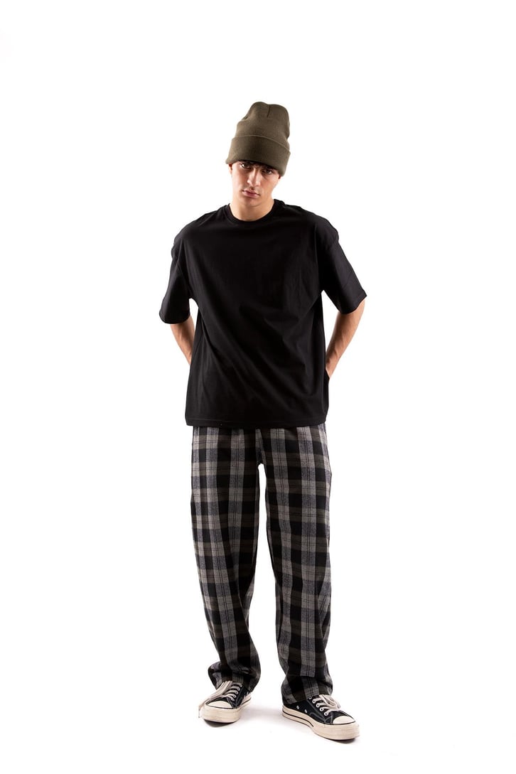 Ekose Desen Bel Lastikli Yeşil Pijama