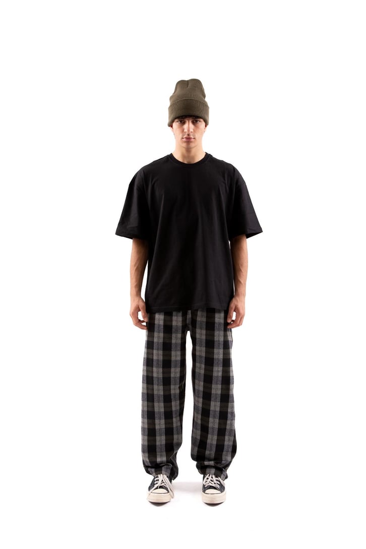 Ekose Desen Bel Lastikli Yeşil Pijama