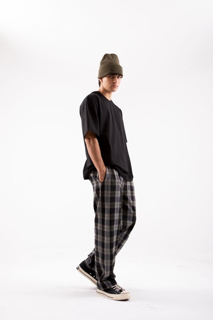 Ekose Desen Bel Lastikli Yeşil Pijama