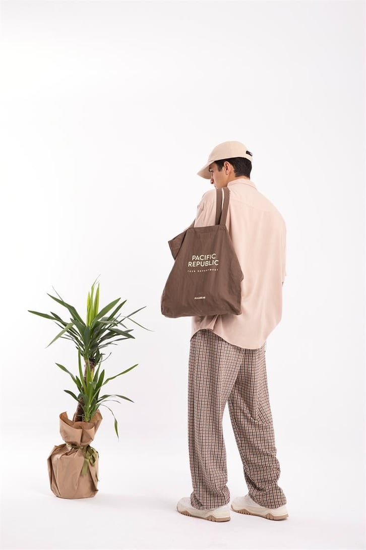 Ekose Desen Camel Relaxed Fit Eşofman Altı