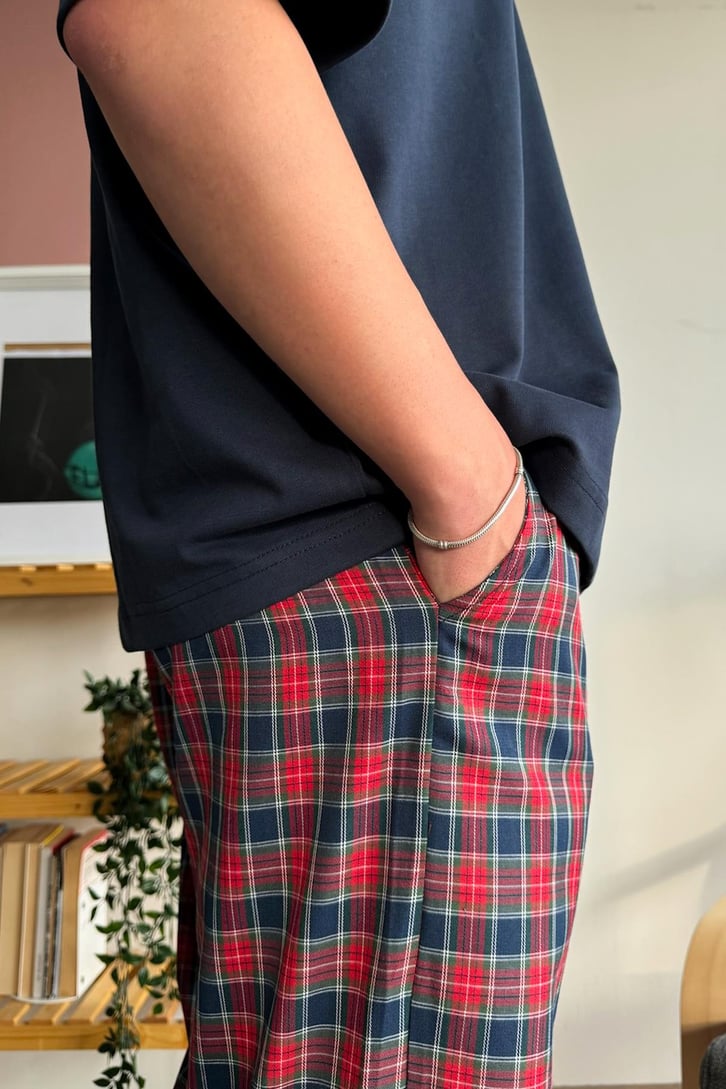 Ekose Desen Kırmızı Yeşil Baggy Pijama