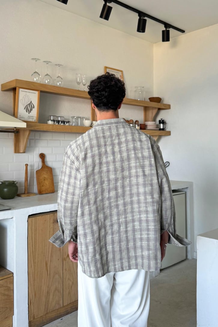 Ekose Desen Oversize Gömlek