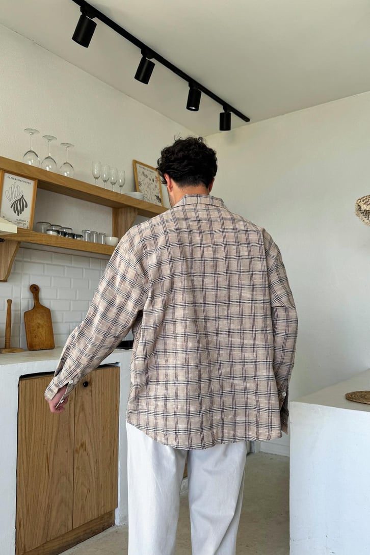 Ekose Desen Oversize Gömlek