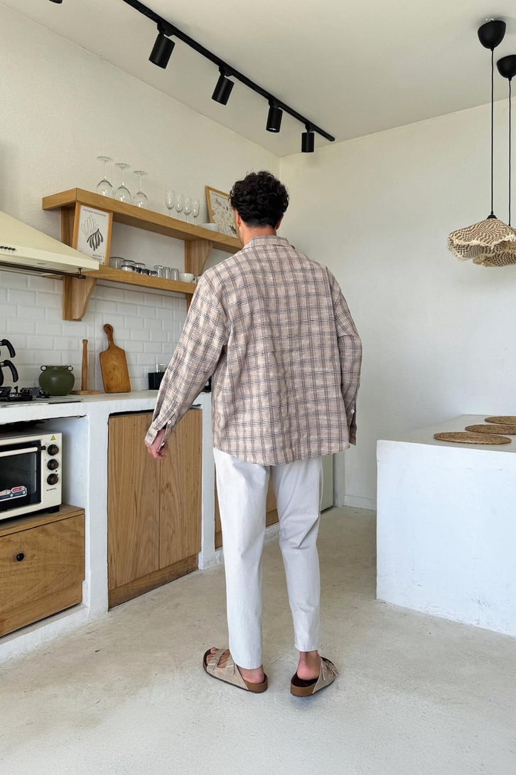 Ekose Desen Oversize Gömlek