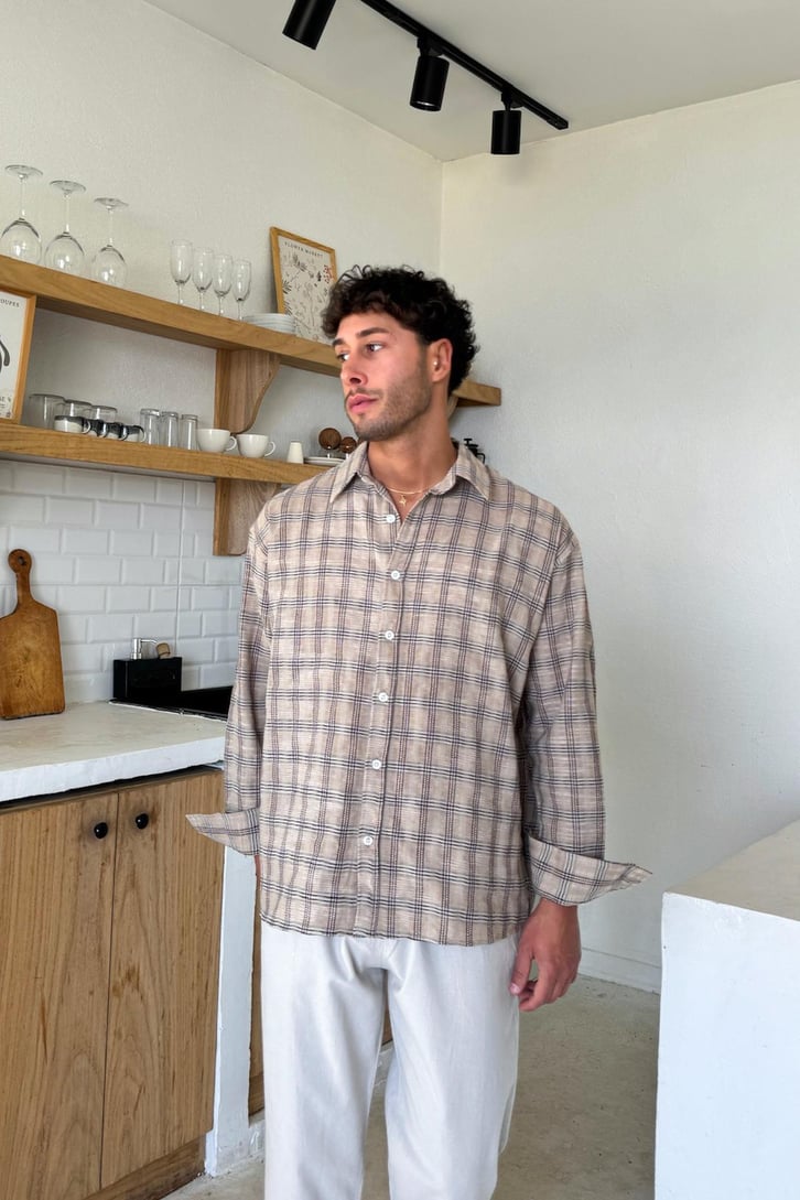 Ekose Desen Oversize Gömlek