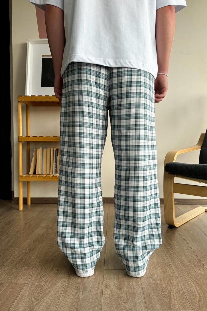 Ekose Desen Yeşil Baggy Pijama