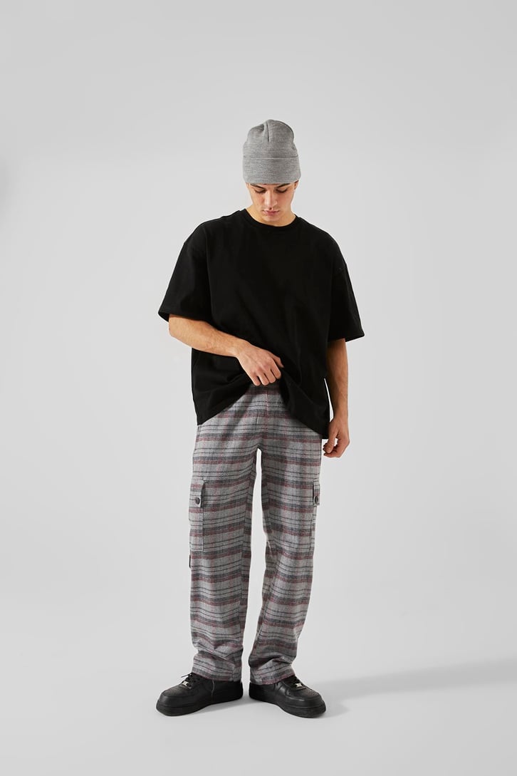 Ekose Desenli Füme Kargo Cepli Pijama