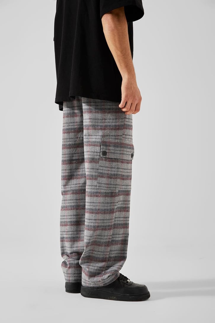 Ekose Desenli Füme Kargo Cepli Pijama