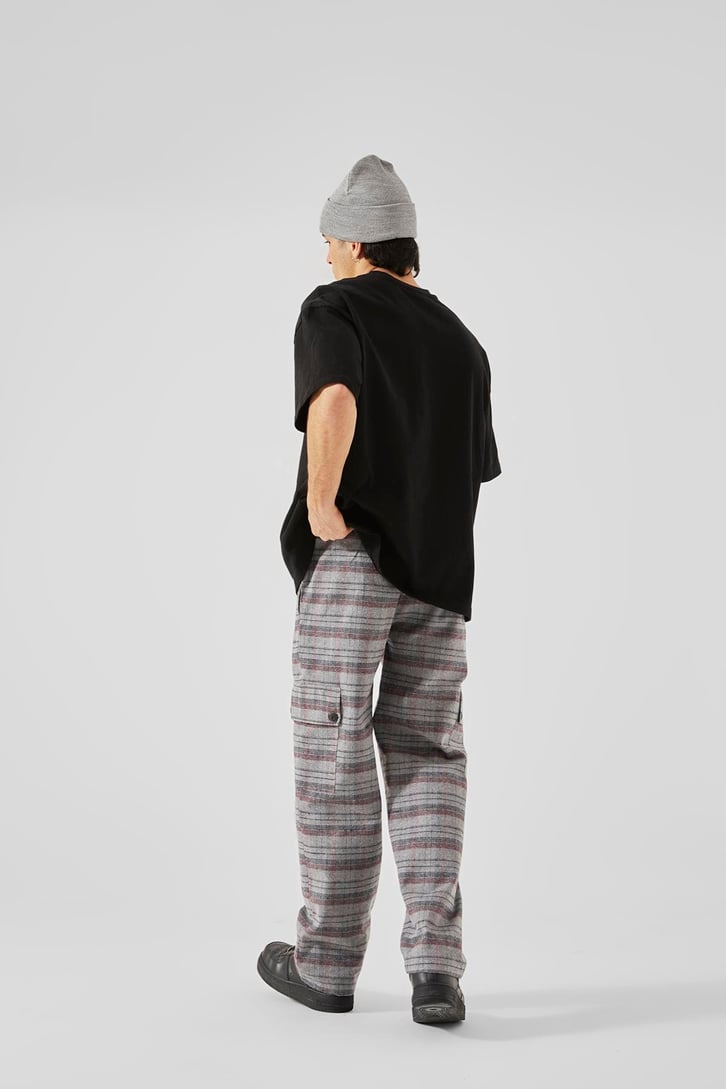 Ekose Desenli Füme Kargo Cepli Pijama
