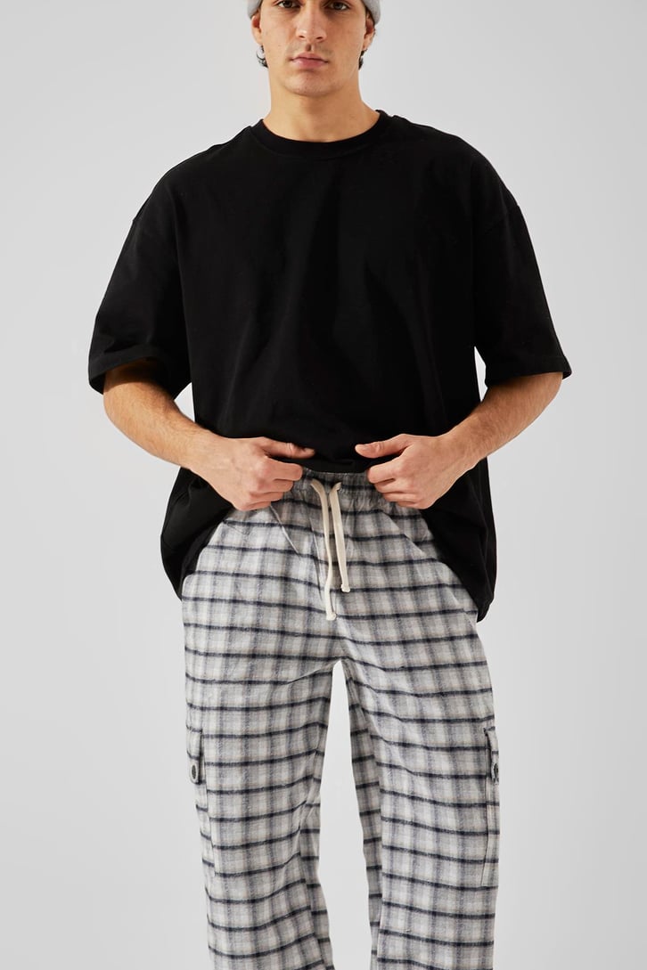 Ekose Desenli Gri Kargo Cepli Pijama