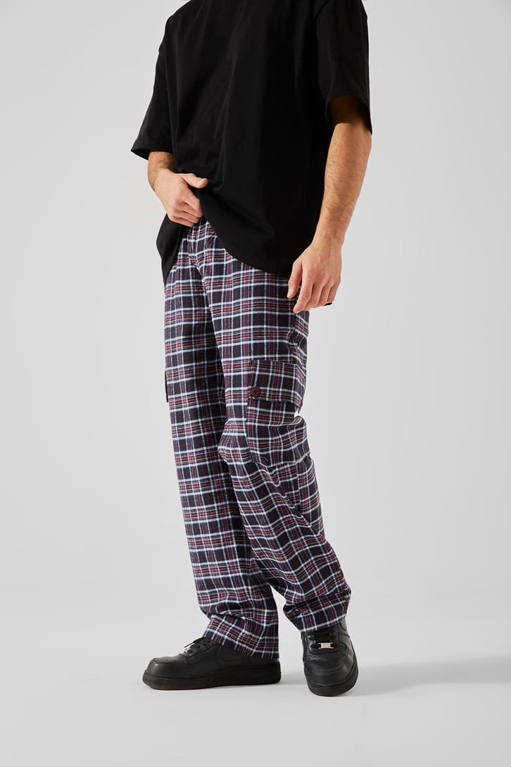 Ekose Desenli Lacivert Kargo Cepli Pijama