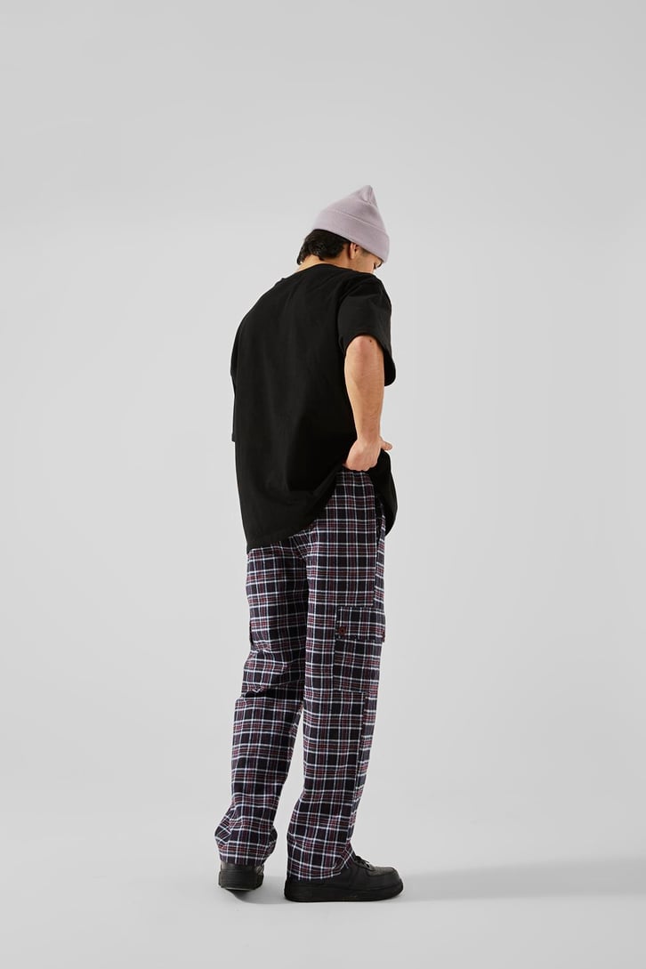 Ekose Desenli Lacivert Kargo Cepli Pijama
