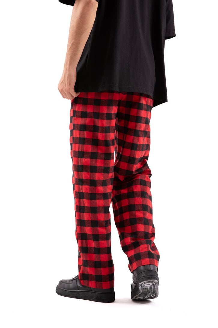 Ekoseli Bel İpli Kırmızı Pijama