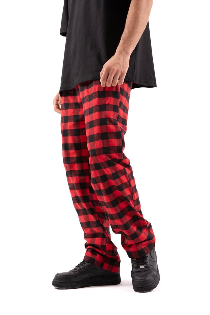 Ekoseli Bel İpli Kırmızı Pijama