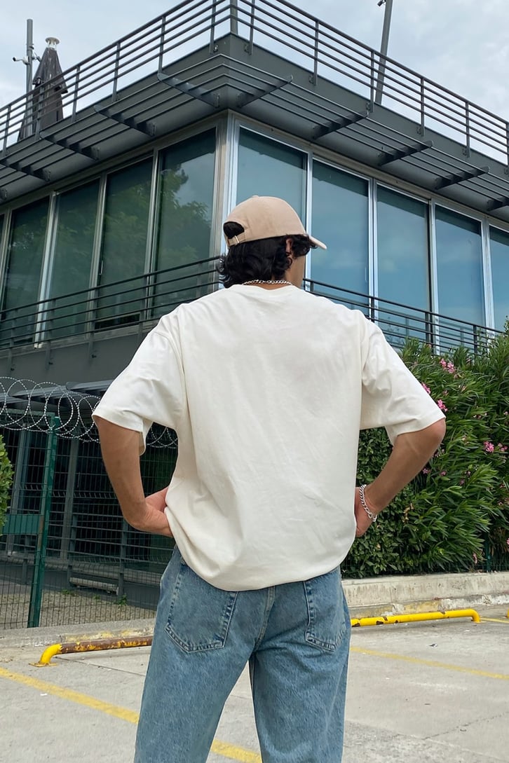 El Coyote Baskılı Taş Rengi Oversize Tshirt