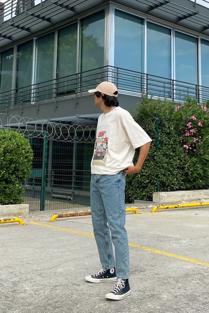 El Coyote Baskılı Taş Rengi Oversize Tshirt