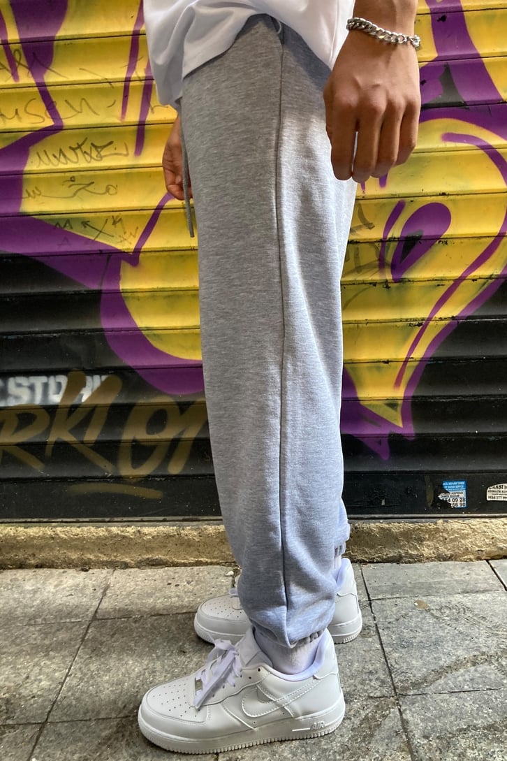 Elastic Leg Oversize Gray Out Fit Sweatpants