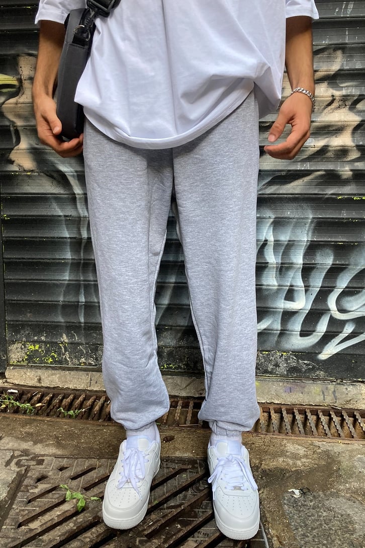 Elastic Leg Oversize Gray Out Fit Sweatpants