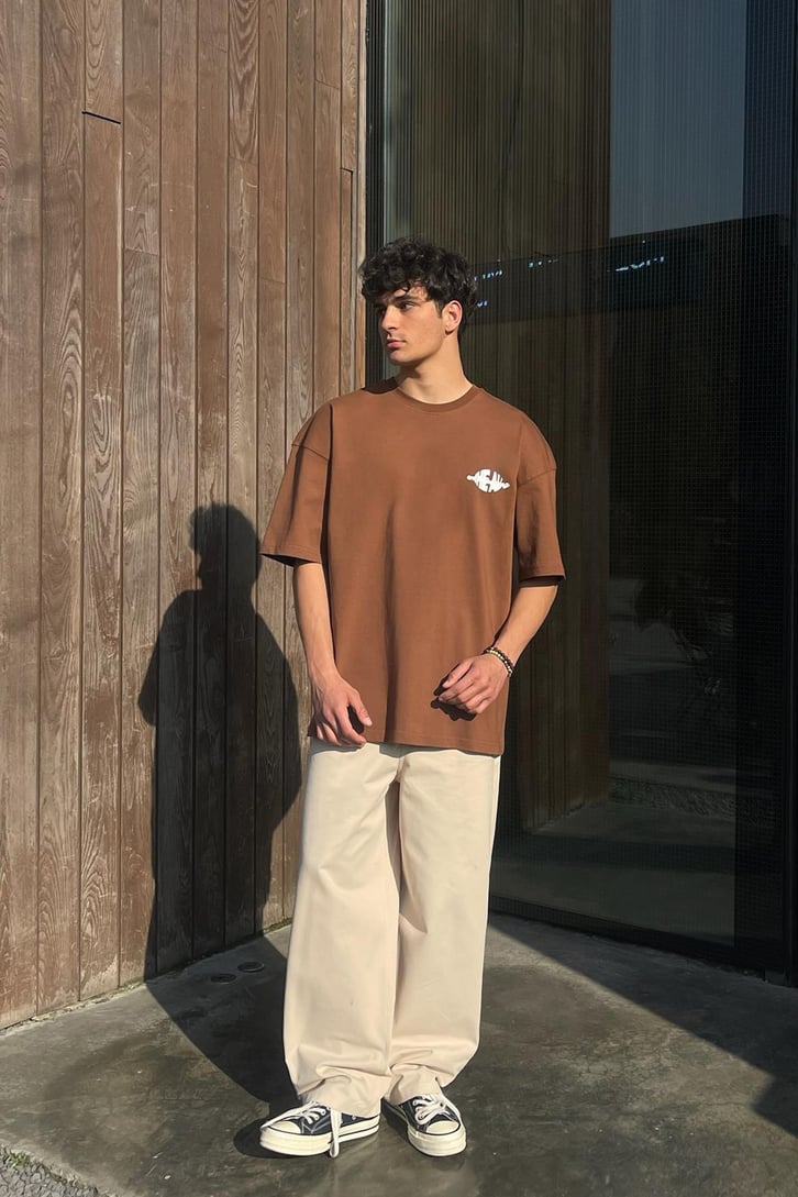 Encompassing Baskılı Beyaz Oversize Tişört