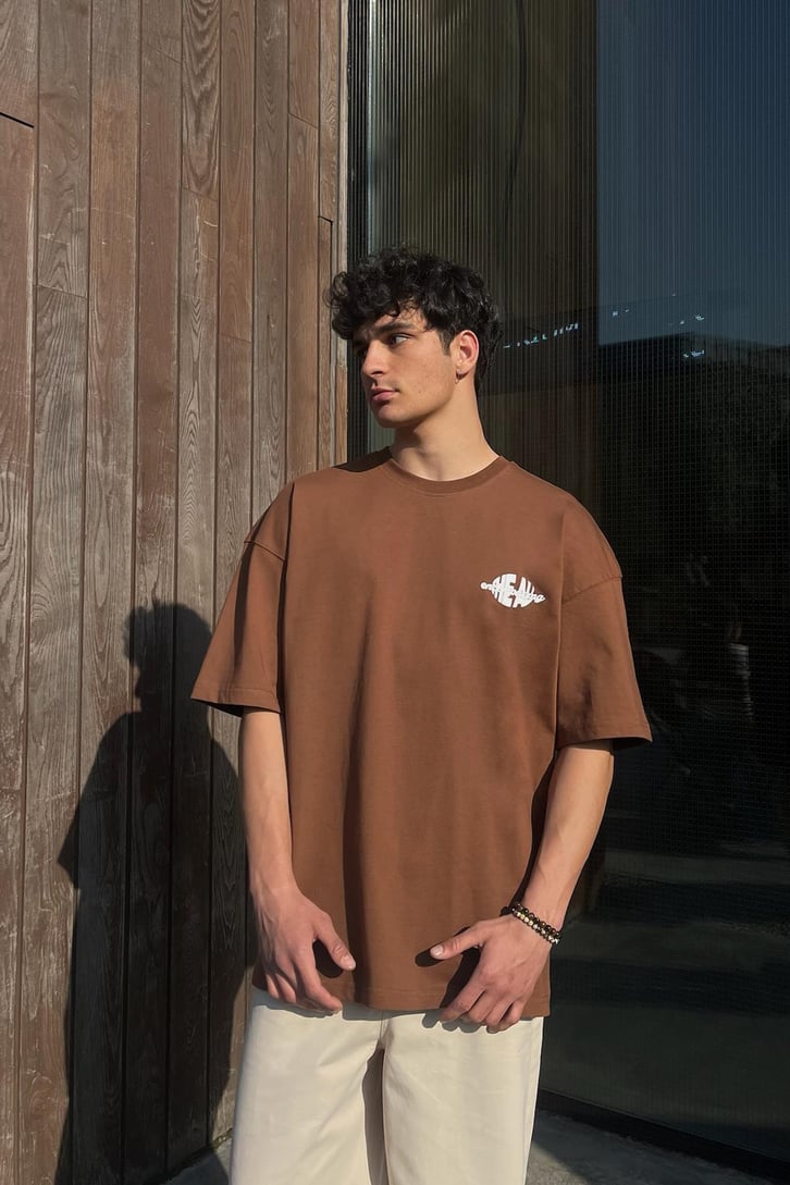 Encompassing Baskılı Beyaz Oversize Tişört