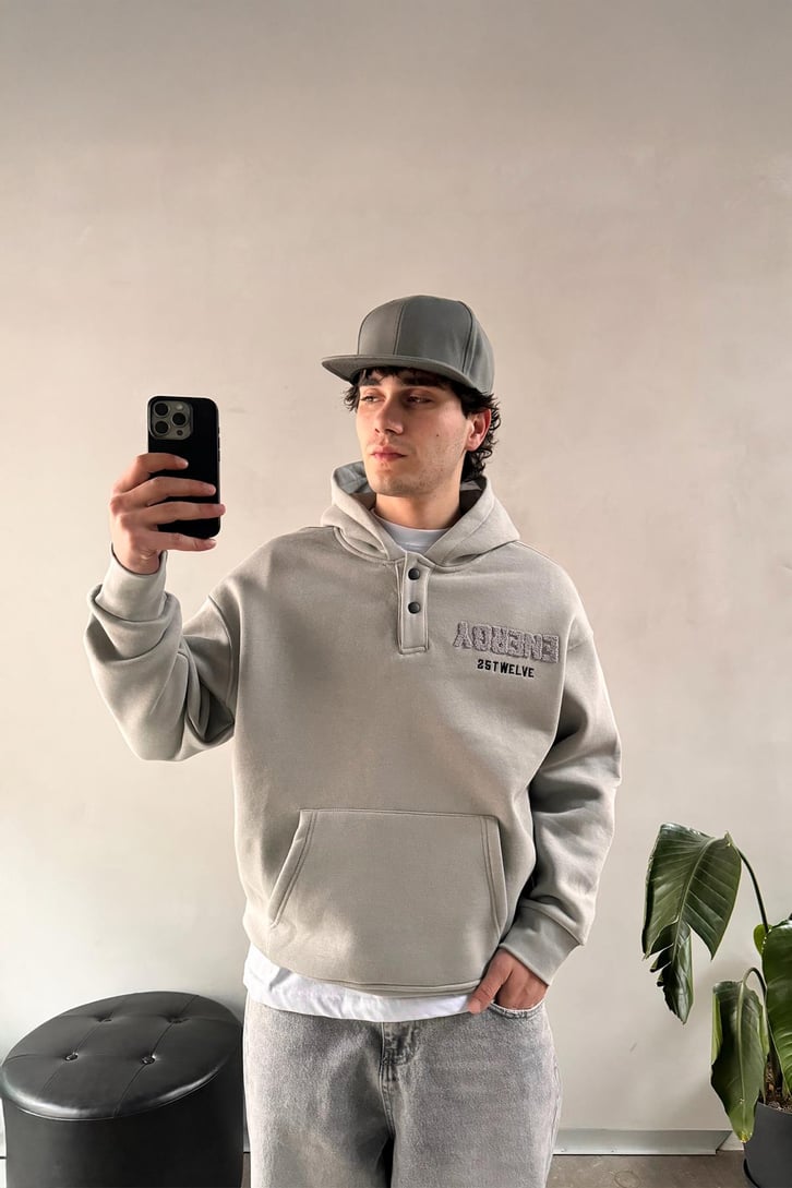 Energy 25Twelve Nakışlı Düğme Detay Hoodie