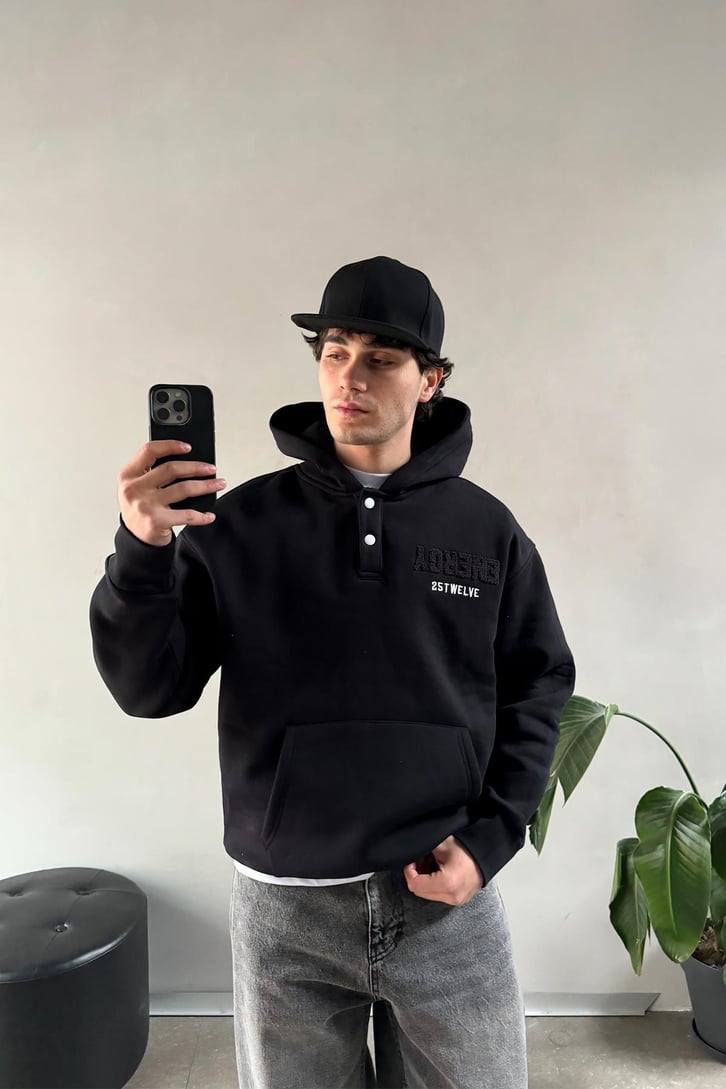 Energy 25Twelve Nakışlı Düğme Detay Hoodie