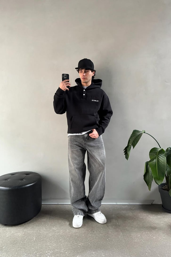 Energy 25Twelve Nakışlı Düğme Detay Hoodie