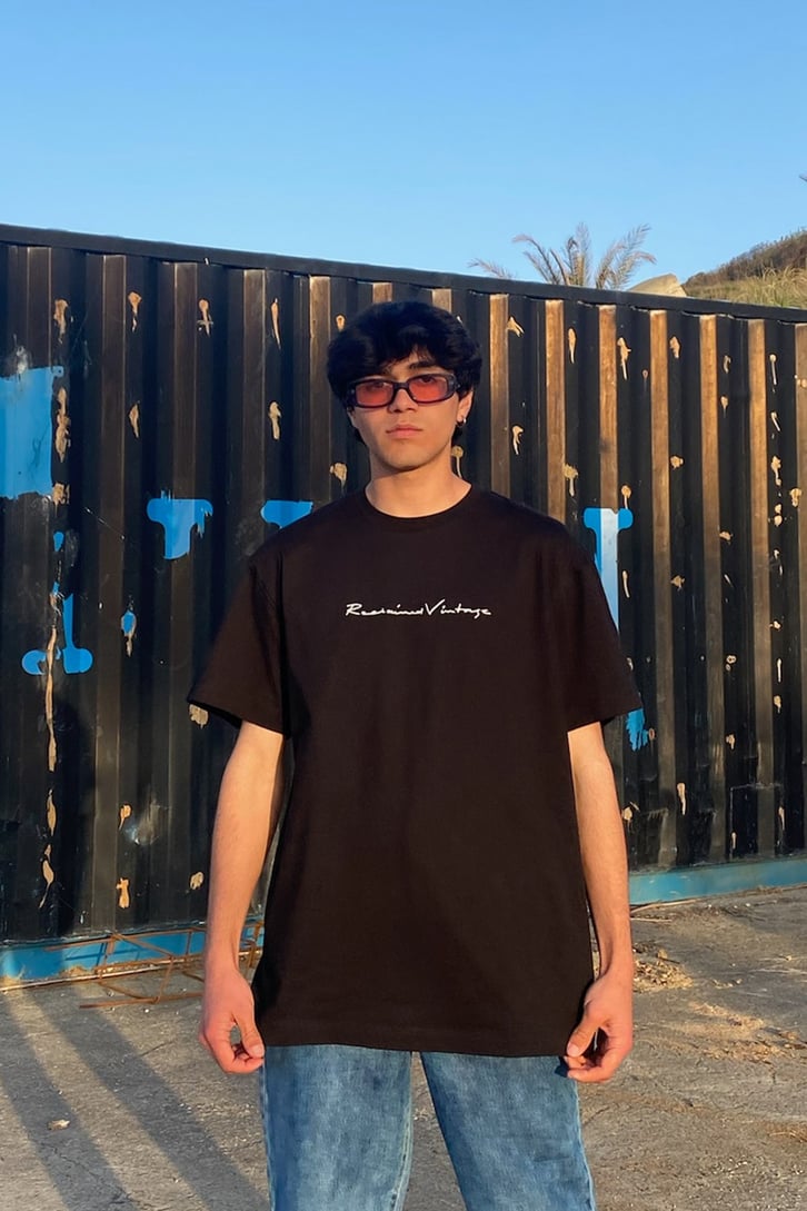 Enjoy the Ride Baskılı Siyah Oversize Tshirt
