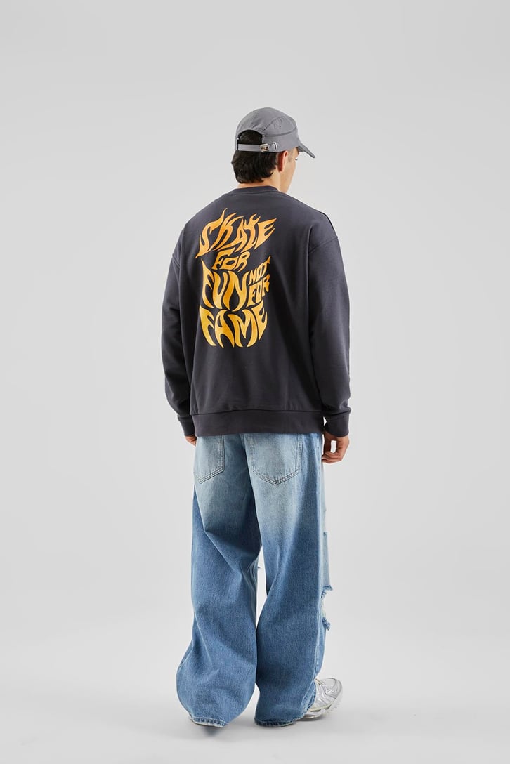 Enjoyment Baskılı Antrasit Oversize Sweatshirt