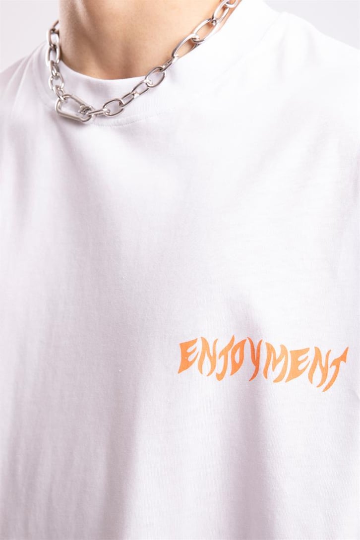 Enjoyment Baskılı Beyaz Oversize Tshirt