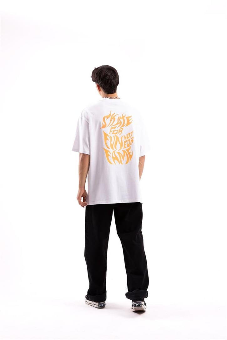 Enjoyment Baskılı Beyaz Oversize Tshirt