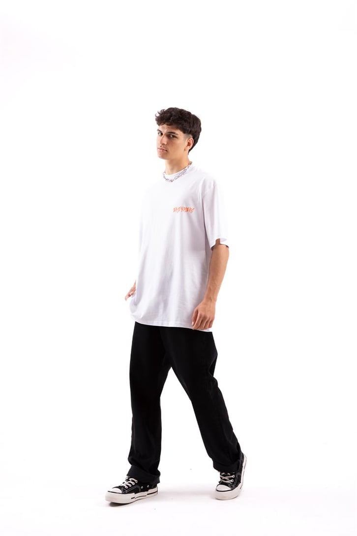 Enjoyment Baskılı Beyaz Oversize Tshirt