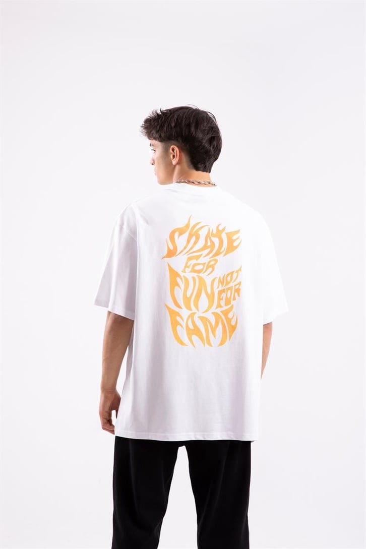 Enjoyment Baskılı Beyaz Oversize Tshirt