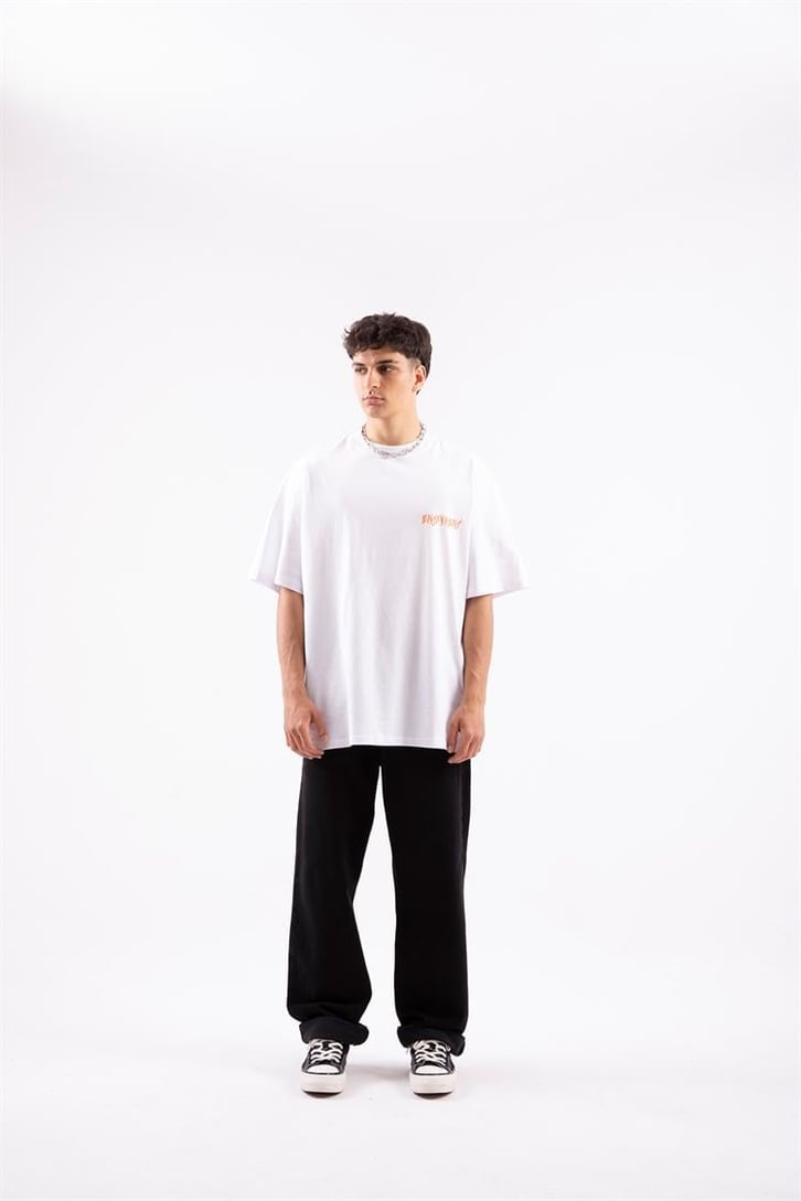 Enjoyment Baskılı Beyaz Oversize Tshirt
