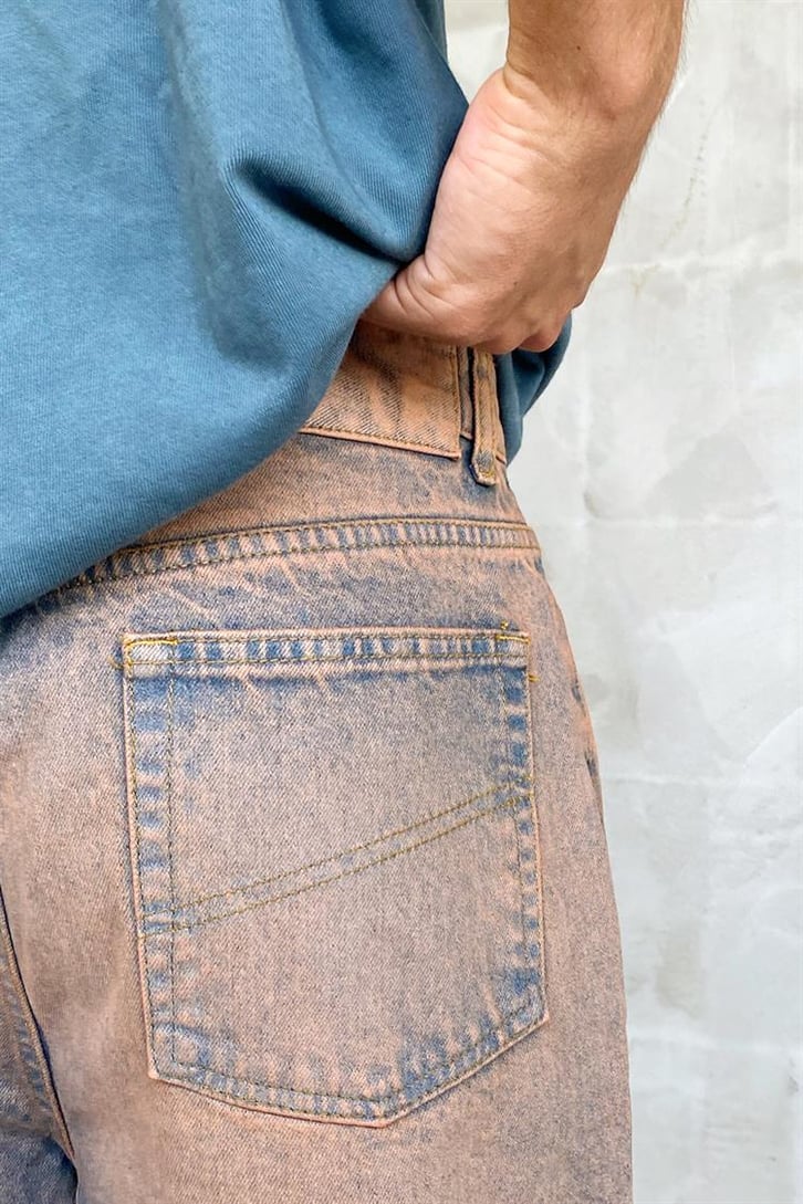 Eskitme Açık Bakır Baggy Jean