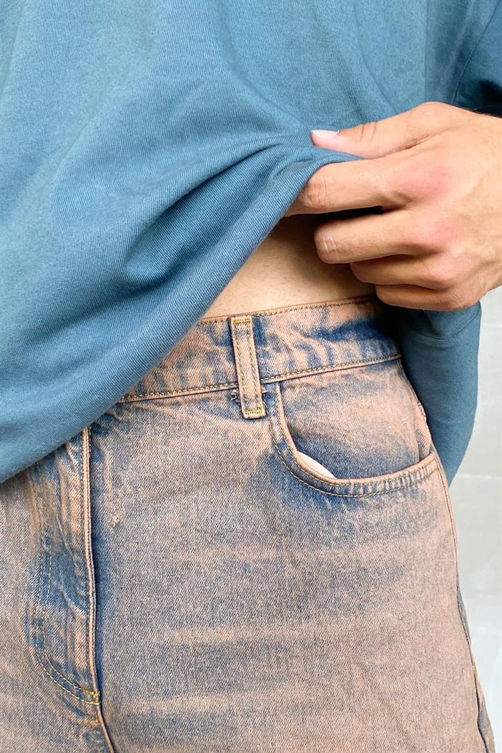 Eskitme Açık Bakır Baggy Jean