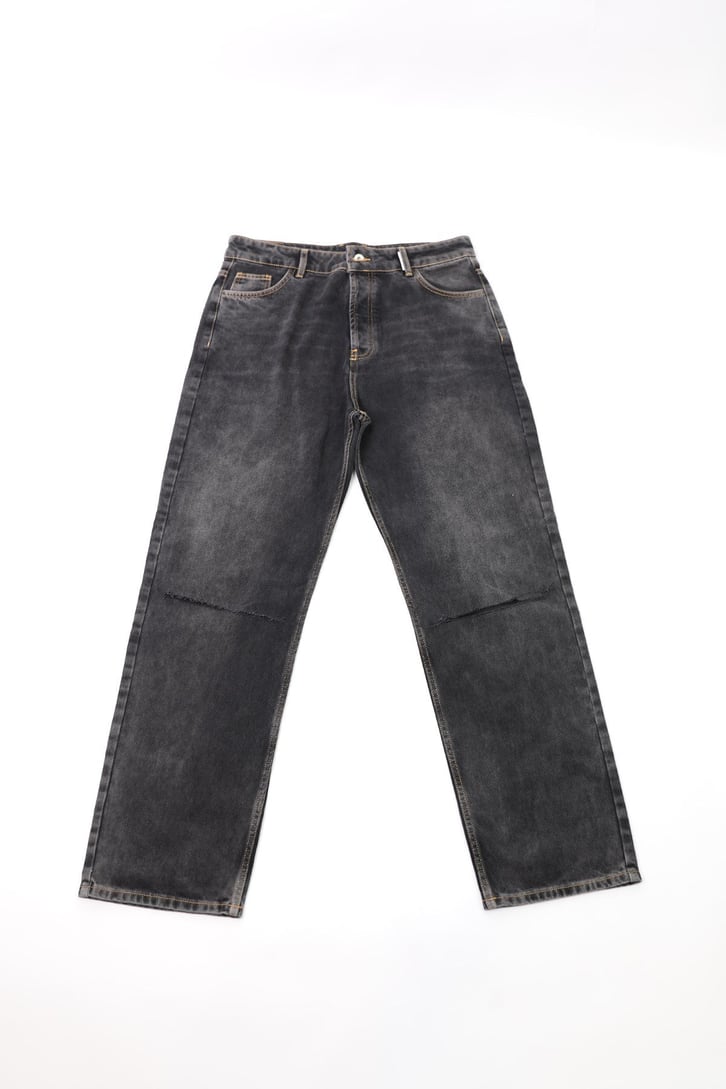 Eskitme Antrasit Baggy Jean